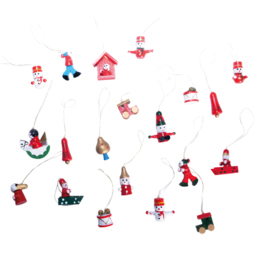St Helens Assorted Wooden Hanging Decorations 20 Pack - Size: 170 x 200 x 20cm - Red - Wilko - thumbnail 1