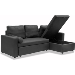 Indoor Living Manhattan 3 Seater Black Corner Sofa Bed - Wilko - thumbnail 5