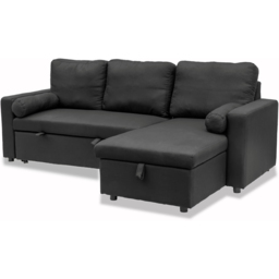 Indoor Living Manhattan 3 Seater Black Corner Sofa Bed - Wilko - thumbnail 4