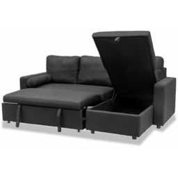 Indoor Living Manhattan 3 Seater Black Corner Sofa Bed - Wilko - thumbnail 6