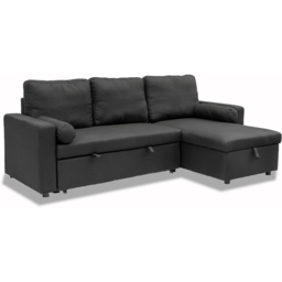 Indoor Living Manhattan 3 Seater Black Corner Sofa Bed - Wilko - thumbnail 3