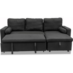 Indoor Living Manhattan 3 Seater Black Corner Sofa Bed - Wilko - thumbnail 7
