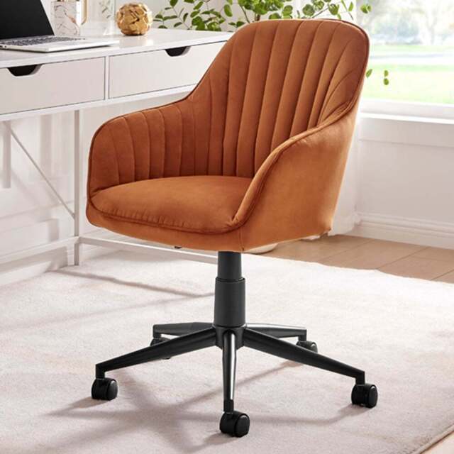 Furniturebox Brooker Orange Velvet Office Chair - Size: 61 x 57 x 61cm - Wilko - image 1