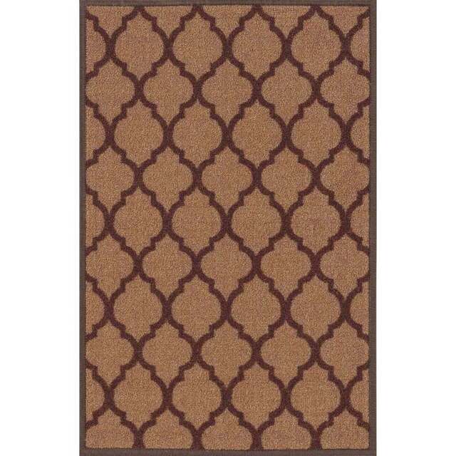 Desire Rugs Havana Beige Trellis Anti Slip Door Mat 150 x 80cm - Size: 80 x 150cm - Gold - Wilko - image 1