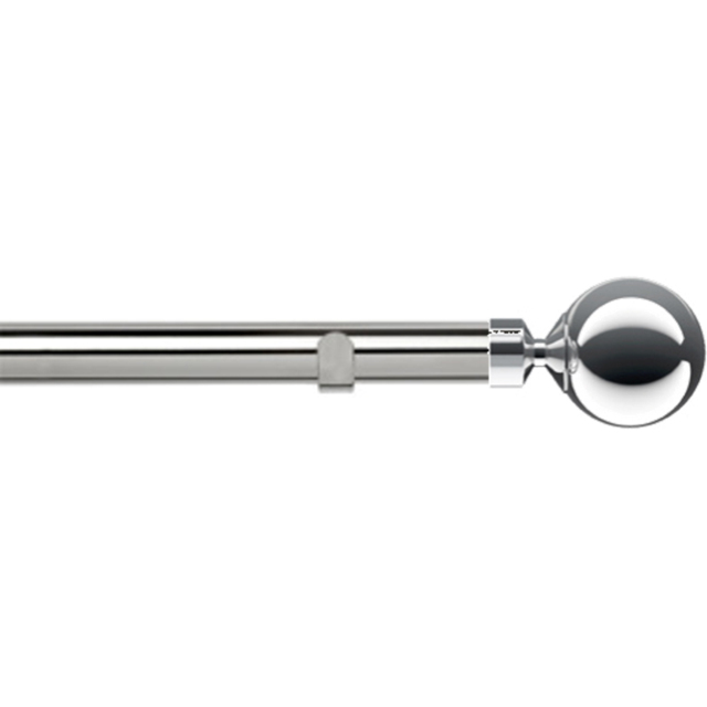 New Edge Blinds 90cm Fixed Length Chrome Eyelet Metal Curtain Pole Set with Met Ball Finial - Wilko - image 1
