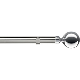 New Edge Blinds 90cm Fixed Length Chrome Eyelet Metal Curtain Pole Set with Met Ball Finial - Wilko - thumbnail 1