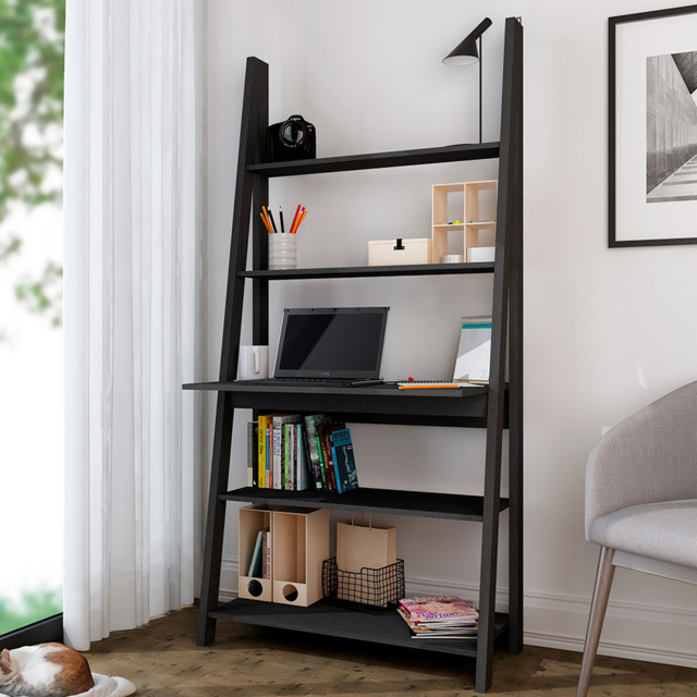 Tiva 5 Tier Black Ladder Desk - Size: 50 x 84 x 175cm - LPD Home - Wilko - image 1