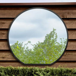 MirrorOutlet The Circulus Black Flat Bottom Circular Outdoor Garden Wall Mirror 105 x 100cm - Size: 100 x 105 x 3cm - Wilko - thumbnail 3