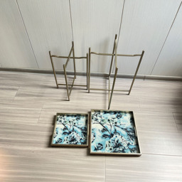 Acacia Home Set of 2 Square Table - Size: 45 x 32 x 22cm - Gold - Wilko - thumbnail 4