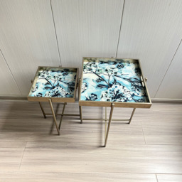 Acacia Home Set of 2 Square Table - Size: 45 x 32 x 22cm - Gold - Wilko - thumbnail 3