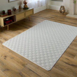My Mat Ivory Sculptured Basketweave Washable Rug 140 x 200cm - Cream - Wilko - thumbnail 3