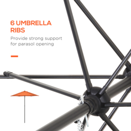 Outsunny Orange Patio Parasol 2m - Wilko - thumbnail 6