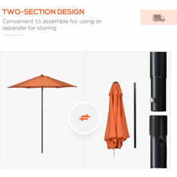Outsunny Orange Patio Parasol 2m - Wilko - thumbnail 5