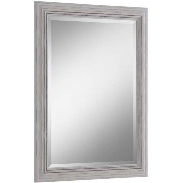 Yearn Distressed White Bevelled Wall Mirror 90.5 x 65cm - Wilko - image 1
