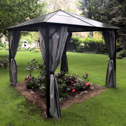 Glendale Peninsula 4 x 3m Polycarbonate Grey Garden Gazebo - Size: 3 x 4m - Wilko