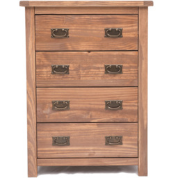 Cabinet Bits Padua 4 Drawer Light Brown Brass Drop Handle Chest of Drawers - Wilko - thumbnail 3