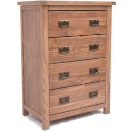 Cabinet Bits Padua 4 Drawer Light Brown Brass Drop Handle Chest of Drawers - Wilko - thumbnail 4