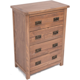 Cabinet Bits Padua 4 Drawer Light Brown Brass Drop Handle Chest of Drawers - Wilko - thumbnail 5