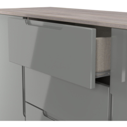Crowndale Milan 2 Door 3 Drawer Grey Gloss and Grey Oak Sideboard Ready Assembled - Size: 79 x 126 x 39cm - Grey Gloss & Grey Oak - Wilko - thumbnail 6
