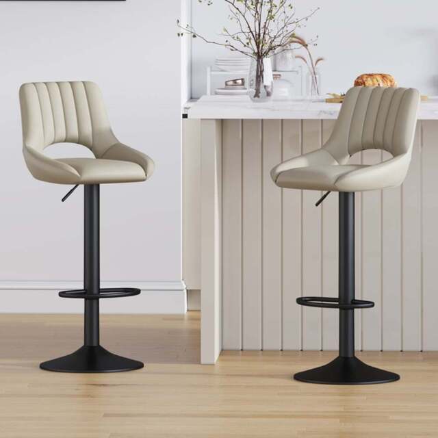 Stella Brown Height Adjustable Kitchen Bar Stool with Footrest Set of 2 - MCC - Wilko - image 1