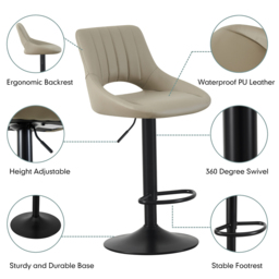 Stella Brown Height Adjustable Kitchen Bar Stool with Footrest Set of 2 - MCC - Wilko - thumbnail 4