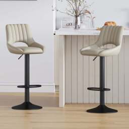 Stella Brown Height Adjustable Kitchen Bar Stool with Footrest Set of 2 - MCC - Wilko - thumbnail 1