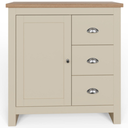 GFW Lancaster Single Door 3 Drawer Cream Sideboard - Size: 35 x 79 x 81cm - Wilko - thumbnail 3