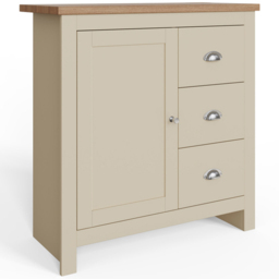 GFW Lancaster Single Door 3 Drawer Cream Sideboard - Size: 35 x 79 x 81cm - Wilko - thumbnail 4