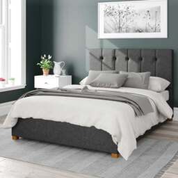Aspire Hepburn Double Charcoal Saxon Twill Ottoman Bed - Grey - Aspire Beds - Wilko - thumbnail 1