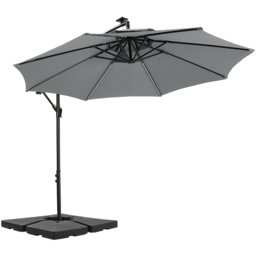 Living and Home Dark Grey 2 Tier Solar Light Cantilever Parasol with Square Base 3m - Wilko - thumbnail 1