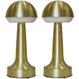 ValueLights Troy 2 Pack Satin Brass LED Table Lamp - Size: 25 x 11.5 x 11.5cm - Brown - Wilko