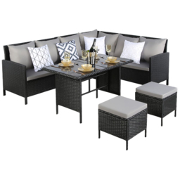 Home Garden Direct Thalia 8 Seater Black Rattan Corner Sofa Set - Wilko - thumbnail 3