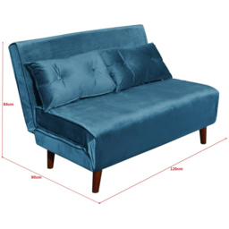 Portland 2 Seater Blue Velvet Sofa Bed - Wilko - thumbnail 6