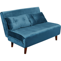 Portland 2 Seater Blue Velvet Sofa Bed - Wilko - thumbnail 3