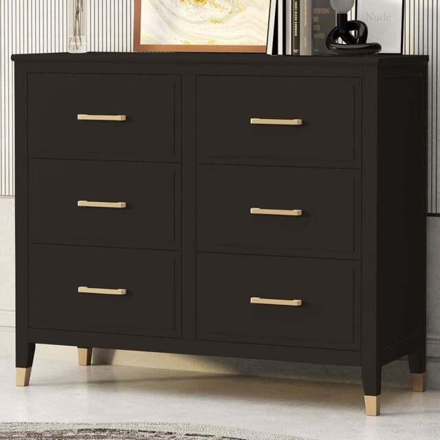 Palazzi 6 Drawer Black Chest of Drawers - Wilko - image 1