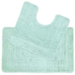 Allure Bath Fashions Lisa Duck Egg Non-Slip Bath Mat and Pedestal Mat Set 2 Piece - Size: 45 x 75cm - Blue - Wilko