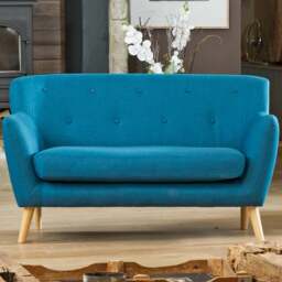 Lynwood 2 Seater Teal Fabric Sofa - Blue - Artemis Home - Wilko