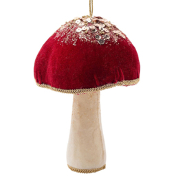 The Christmas Gift Co Red Velvet Mushroom Hanging Decoration 17cm - Size: 28 x 12 x 12cm - The Christmas Gift Co. - Wilko - thumbnail 3