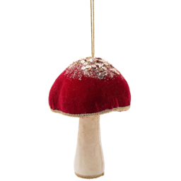 The Christmas Gift Co Red Velvet Mushroom Hanging Decoration 17cm - Size: 28 x 12 x 12cm - The Christmas Gift Co. - Wilko - thumbnail 1
