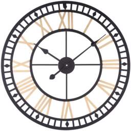 Living and Home Black and Gold Roman Round Metal Wall Clock 80cm - Size: 80 x 80 x 5.5cm - Multi - Wilko - thumbnail 1