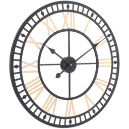 Living and Home Black and Gold Roman Round Metal Wall Clock 80cm - Size: 80 x 80 x 5.5cm - Multi - Wilko - thumbnail 7