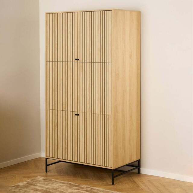 Florence Albany 4 Door Black and Oak Wardrobe - Multi - Furniture To Go - Wilko - image 1
