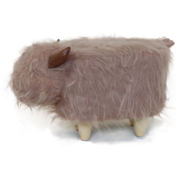 Gardeco Rosie The Highland Cow Light Pink Synthetic Fur Footstool - Size: 36 x 61 x 32cm - Wilko - thumbnail 4