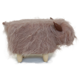 Gardeco Rosie The Highland Cow Light Pink Synthetic Fur Footstool - Size: 36 x 61 x 32cm - Wilko - thumbnail 5
