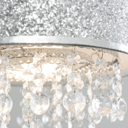 ValueLights Bonita Silver Glitter Clear Acrylic Droplets Drum Ceiling Lamp Shade - Size: 36 x 28.2 x 28.2cm - Wilko - thumbnail 5