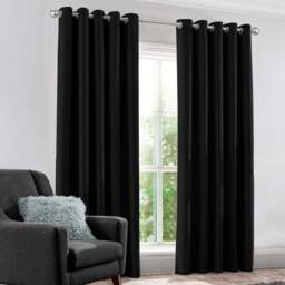 Velosso Kassidy Black Blackout Curtains 168 x 228cm - Size: W 168 x D 228cm - Wilko
