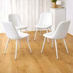 Kosy Koala Set of 4 White Faux Leather Gem Pattern Dining Chair - Wilko