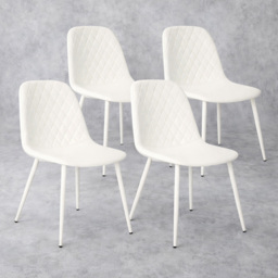 Kosy Koala Set of 4 White Faux Leather Gem Pattern Dining Chair - Wilko - thumbnail 5