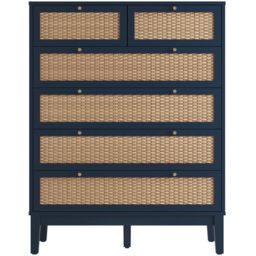 Bordeaux 6 Drawer Blue Rattan Chest of Drawers - LPD Home - Wilko - thumbnail 5
