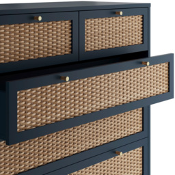 Bordeaux 6 Drawer Blue Rattan Chest of Drawers - LPD Home - Wilko - thumbnail 6